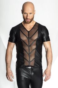 Sexy underwear men's sexy European and American leather stitching shirt vest European and American sexy underwear