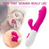 2 in 1 Rabbit Quiet Female Vibrators with Powerful Motors Clitoral Vibrator, Vibrating Dildos for Women Back and forth Vibrators for Women - Pink