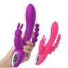 3 In 1 Clitoral Sucking Rabbit G Spot Vibrator Anal Triple Curve 12 Function Waterproof Dildo Vibrator For Her - pink