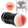 Cup Masturb Sexe M-asturbateur Male Manuel Masturbation Cup Homme Doux Chauffant Silicone ORale 3D Masturbation - black