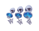 Opis Ã¢â‚¬â€œ 3 piece luxury gem butt plug & anal training kit - Silver and blue