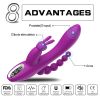 3 In 1 Clitoral Sucking Rabbit G Spot Vibrator Anal Triple Curve 12 Function Waterproof Dildo Vibrator For Her - pink